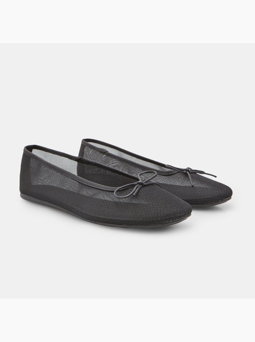 Ballerine plates avec tige en mesh et petit nœud - Kiabi