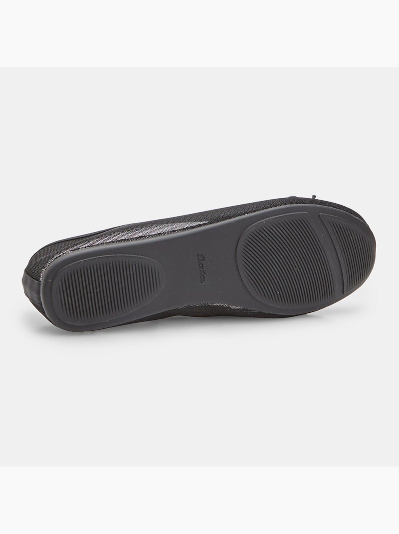 Ballerine plates avec tige en mesh et petit nœud Noir - Kiabi