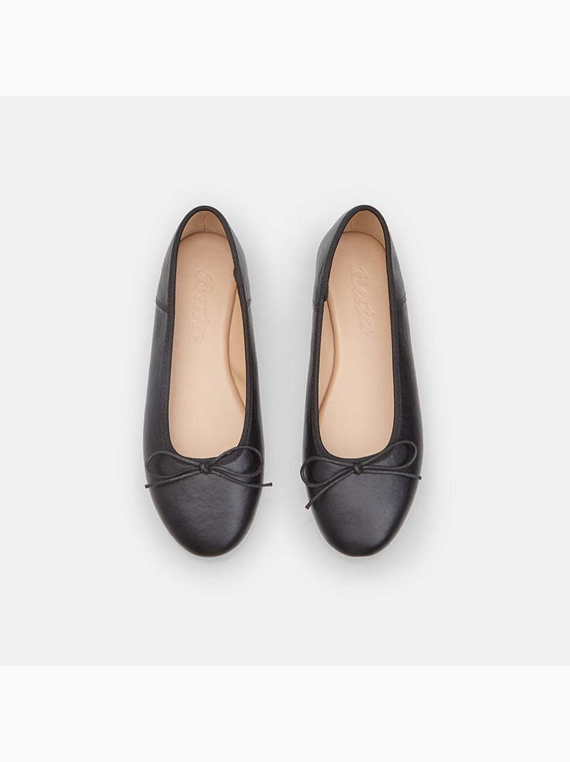 Ballerine plates  Bata avec bordure et nœud noir Noir - Kiabi