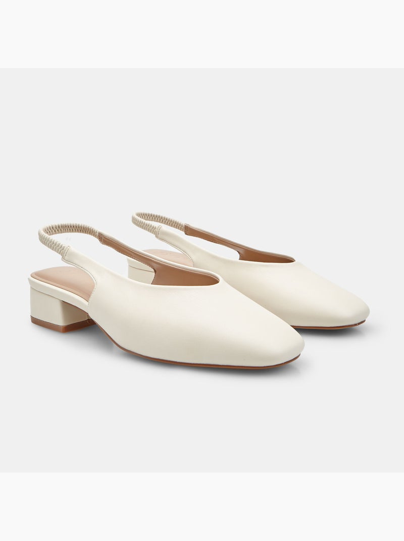 Ballerine slingback  avec talon bloc Blanc - Kiabi