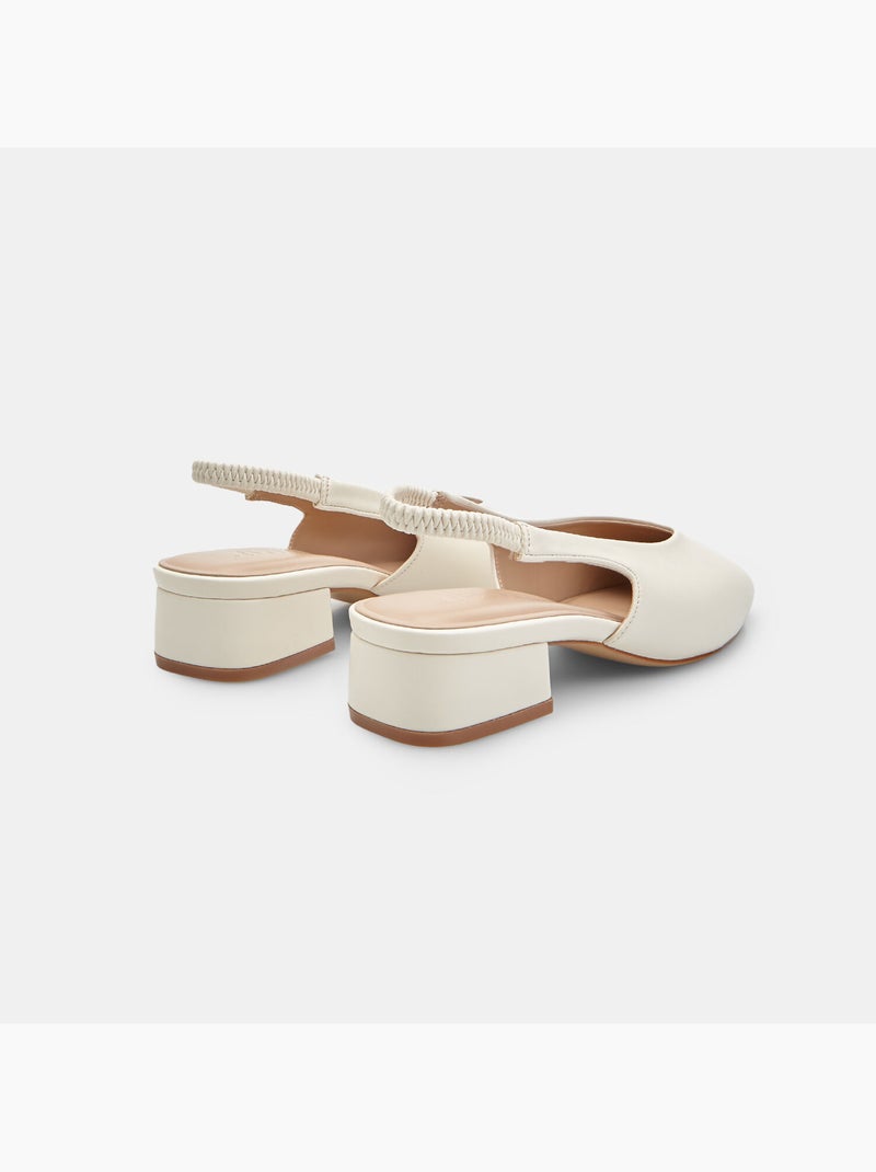 Ballerine slingback  avec talon bloc Blanc - Kiabi