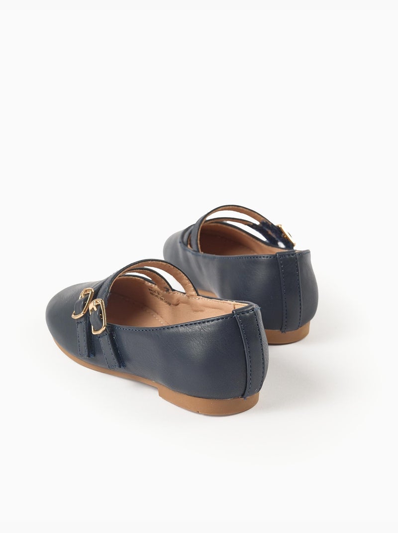 Ballerines à brides avec boucle décorative Bleu foncé - Kiabi