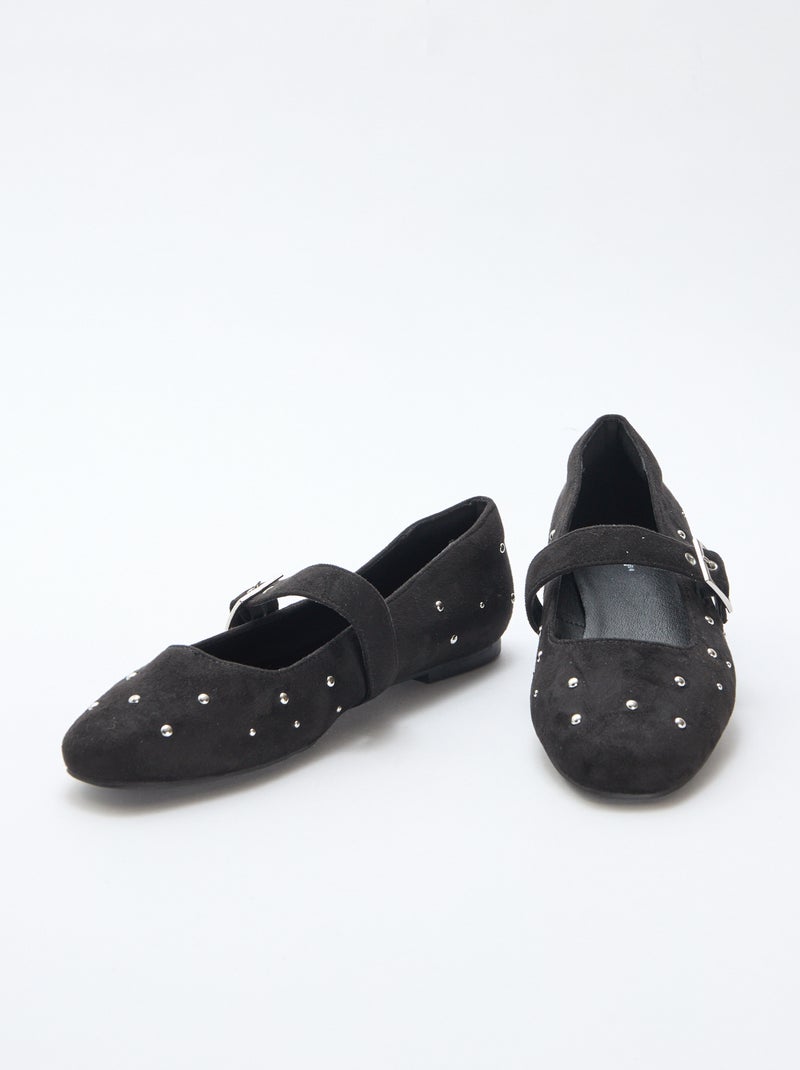 Ballerines à brides effet clou Noir - Kiabi