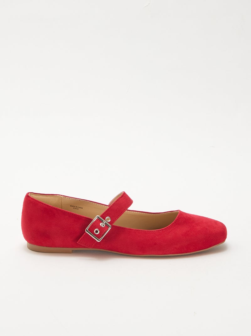Ballerines à brides effet clou Rouge - Kiabi