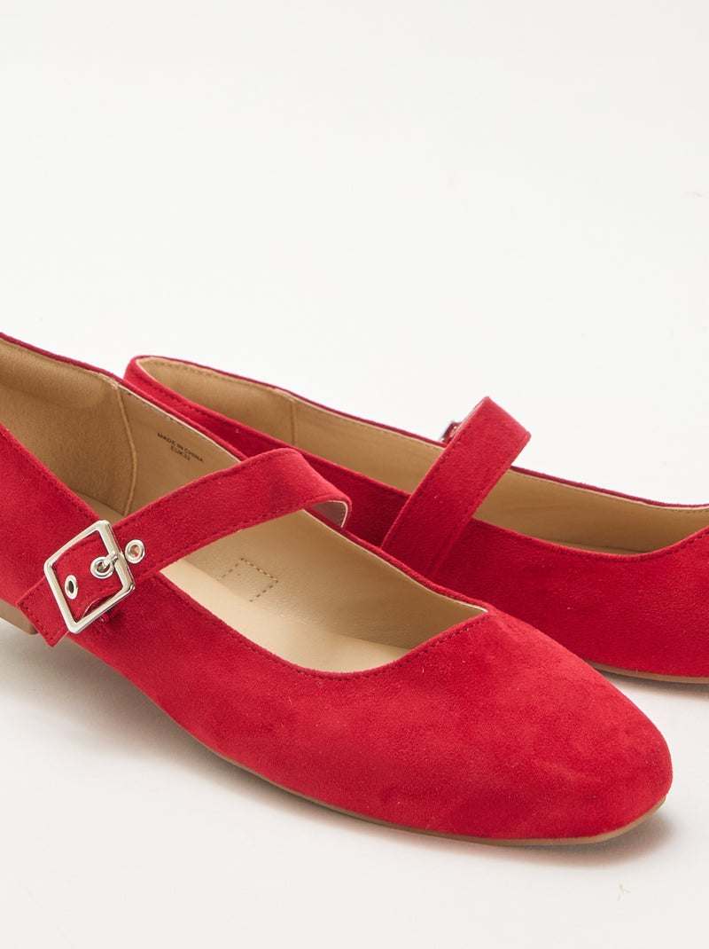 Ballerines à brides effet clou Rouge - Kiabi