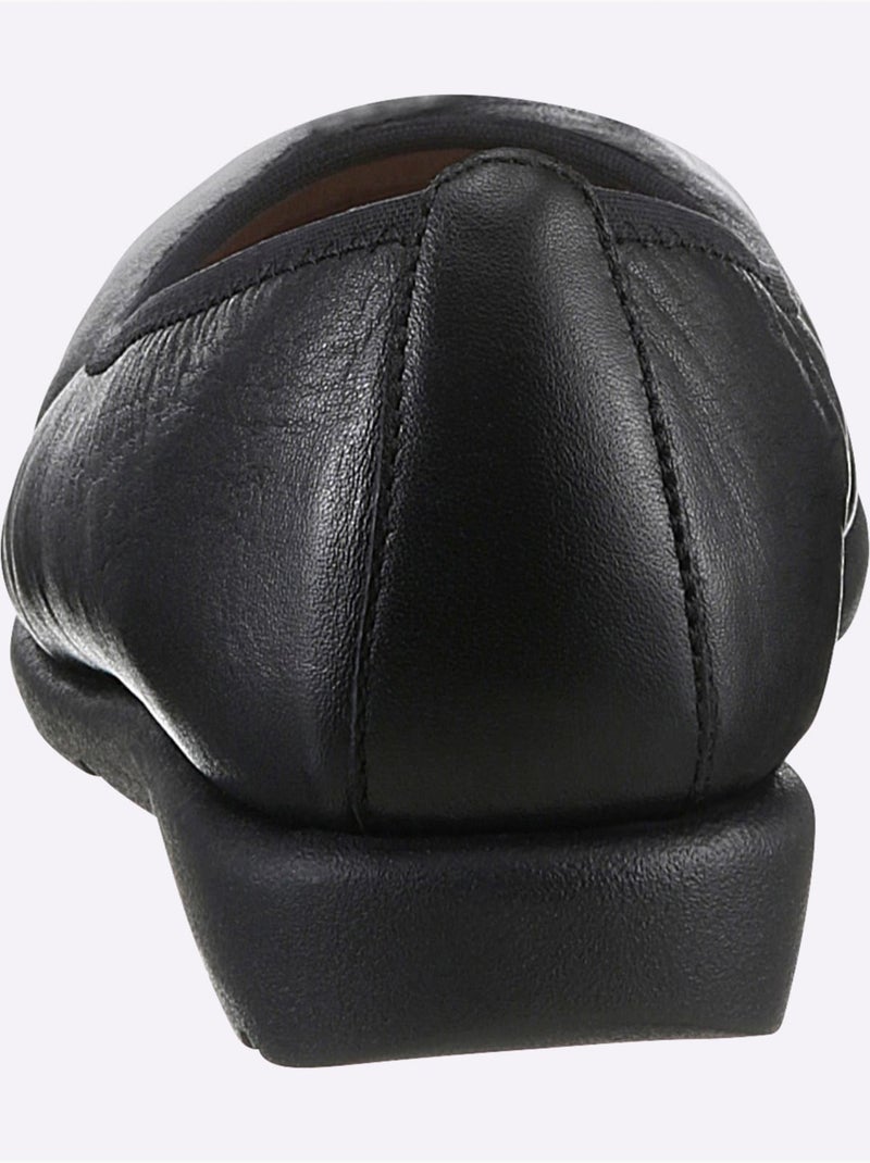 Ballerines à dessus cuir lisse et semelle souple en caoutchouc - Taille standard - Witt Noir - Kiabi