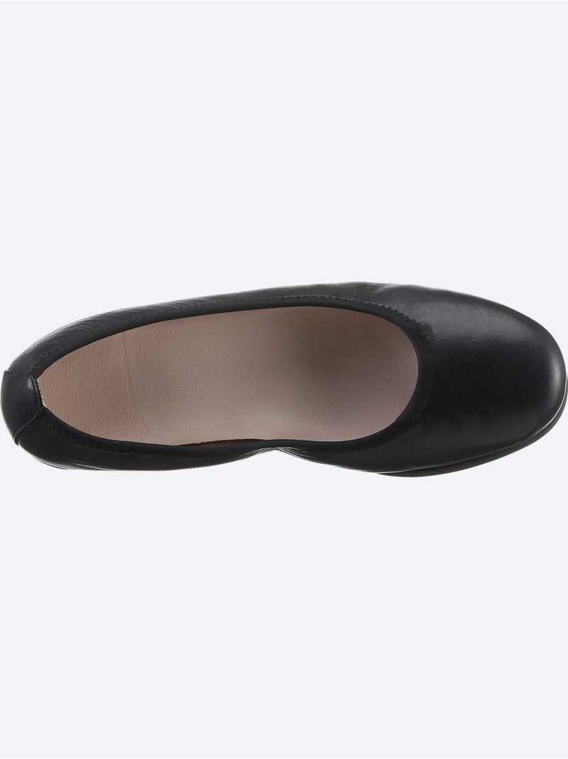 Ballerines à dessus cuir lisse et semelle souple en caoutchouc - Taille standard - Witt Noir - Kiabi