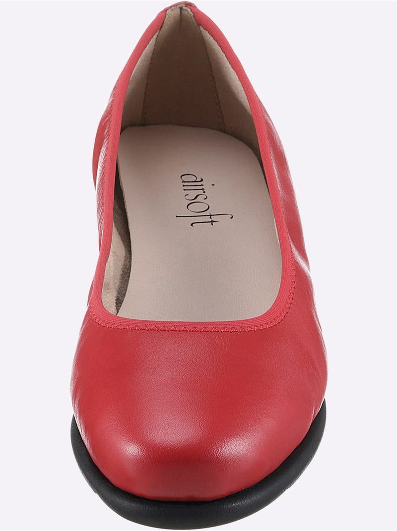 Ballerines à dessus cuir lisse et semelle souple en caoutchouc - Taille standard - Witt Rouge - Kiabi