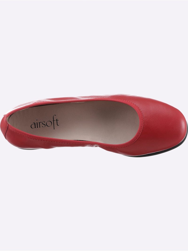 Ballerines à dessus cuir lisse et semelle souple en caoutchouc - Taille standard - Witt Rouge - Kiabi