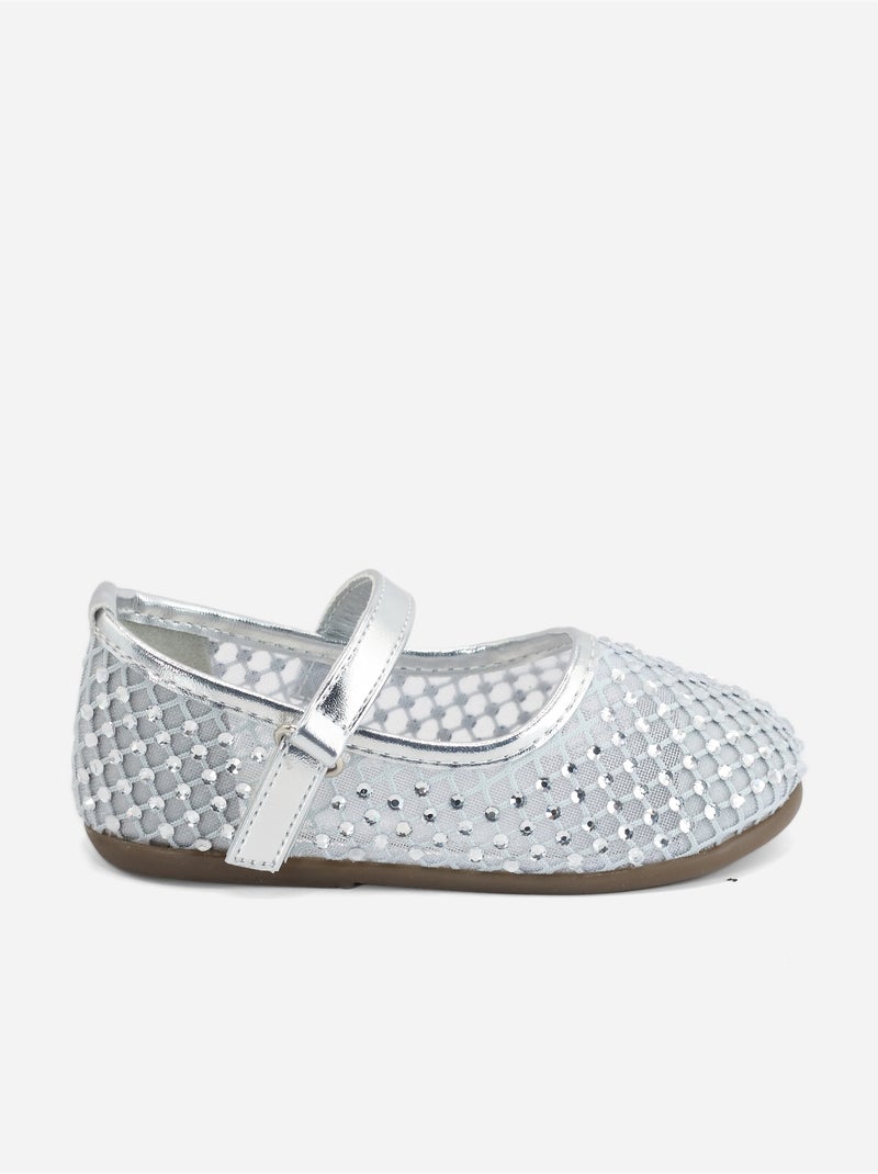 Ballerines à détail strass Argent - Kiabi