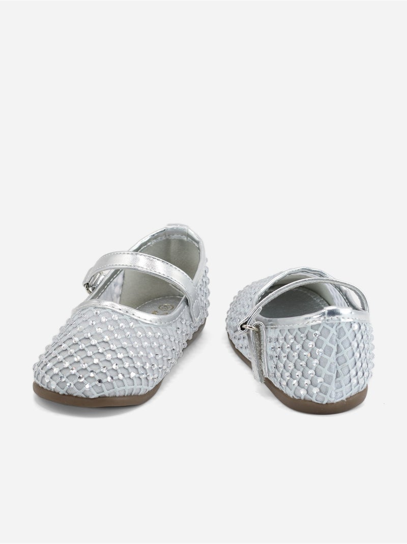 Ballerines à détail strass Argent - Kiabi