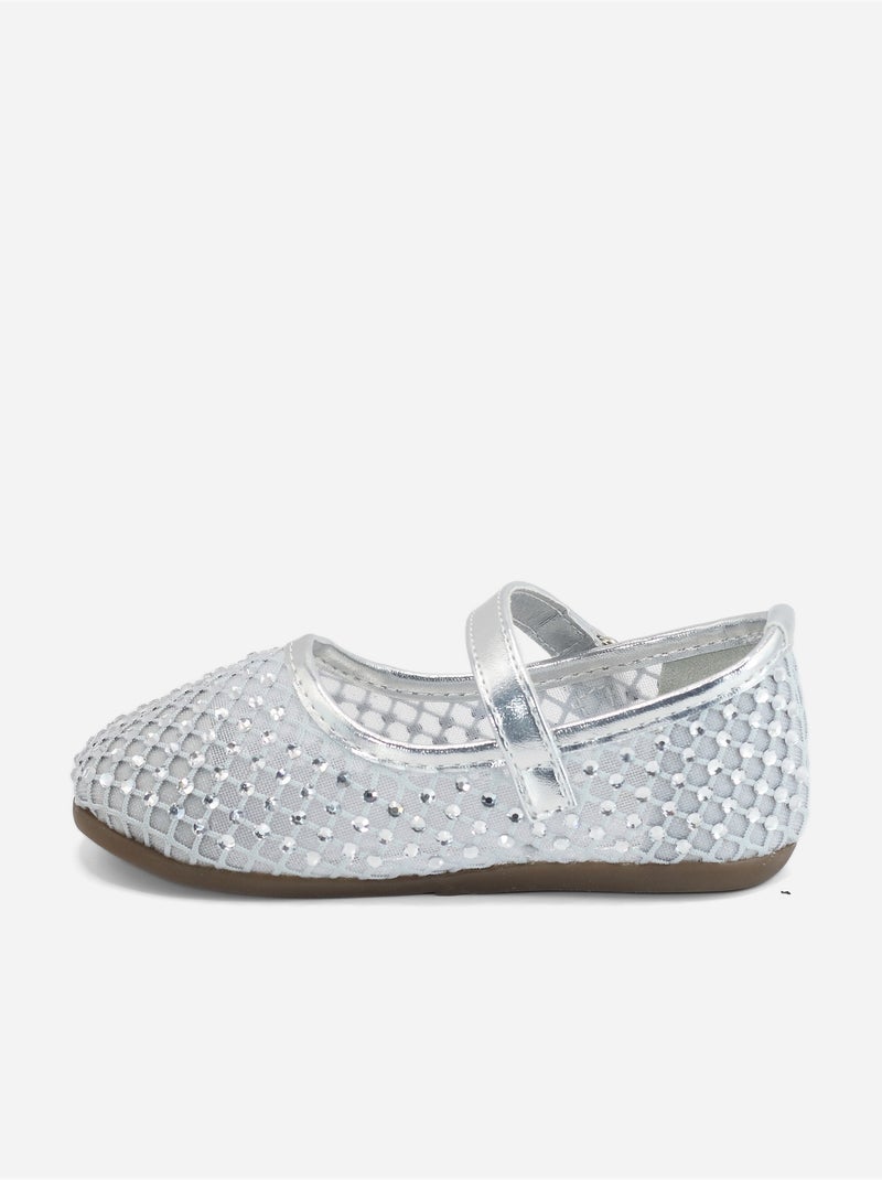 Ballerines à détail strass Argent - Kiabi