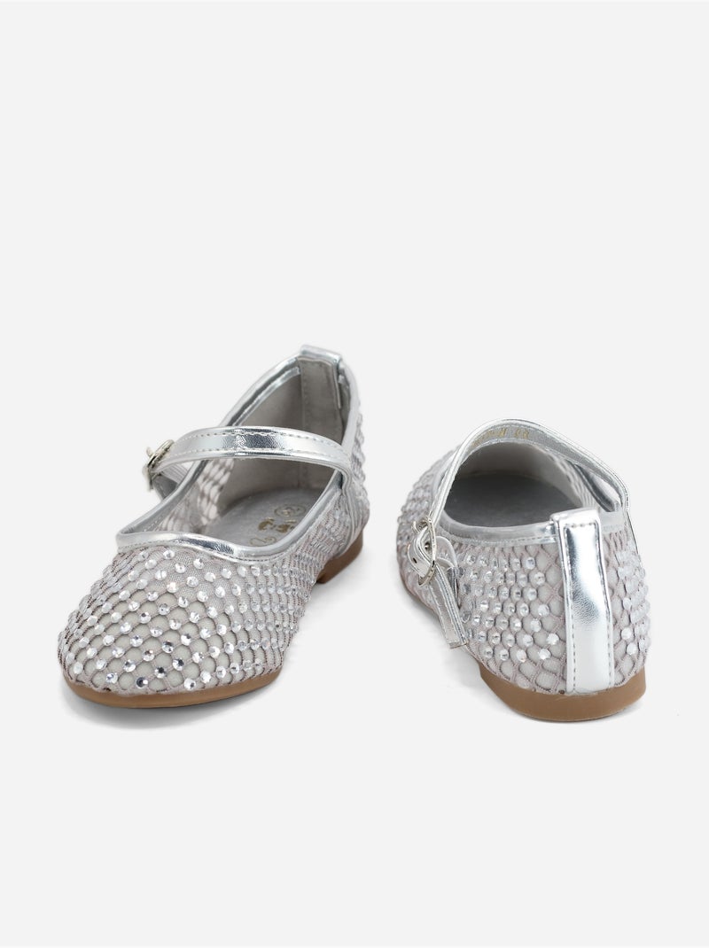 Ballerines à détail strass Argent - Kiabi