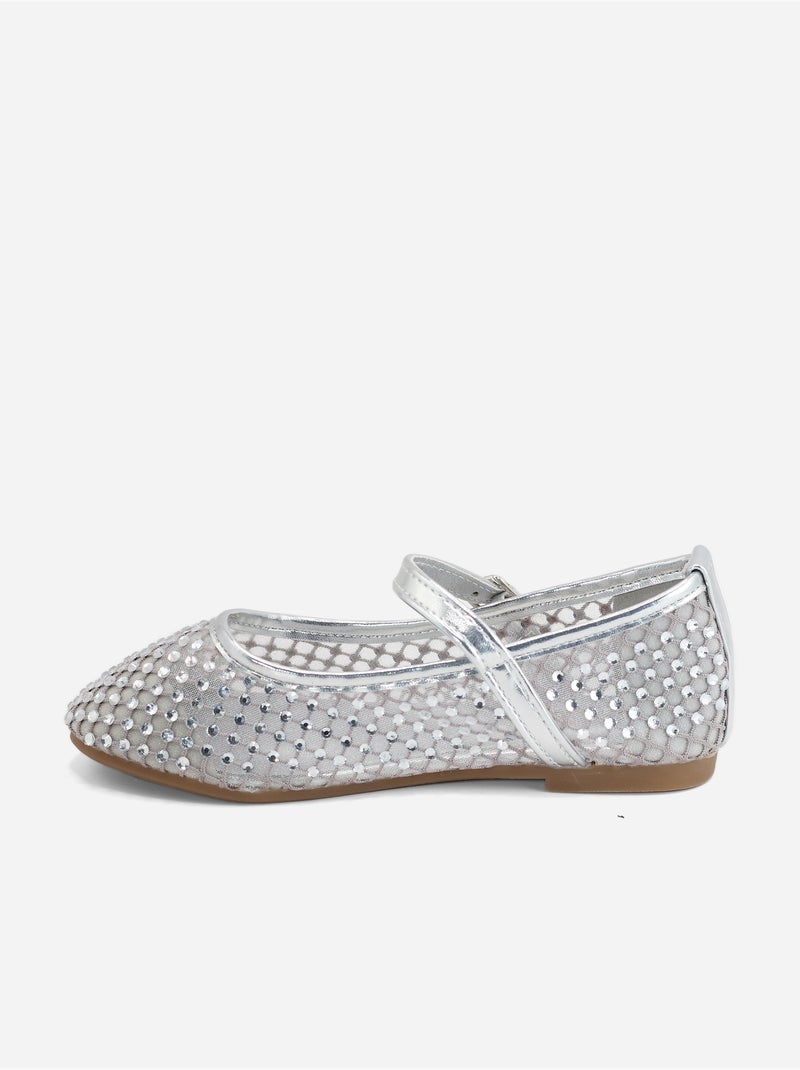 Ballerines à détail strass Argent - Kiabi