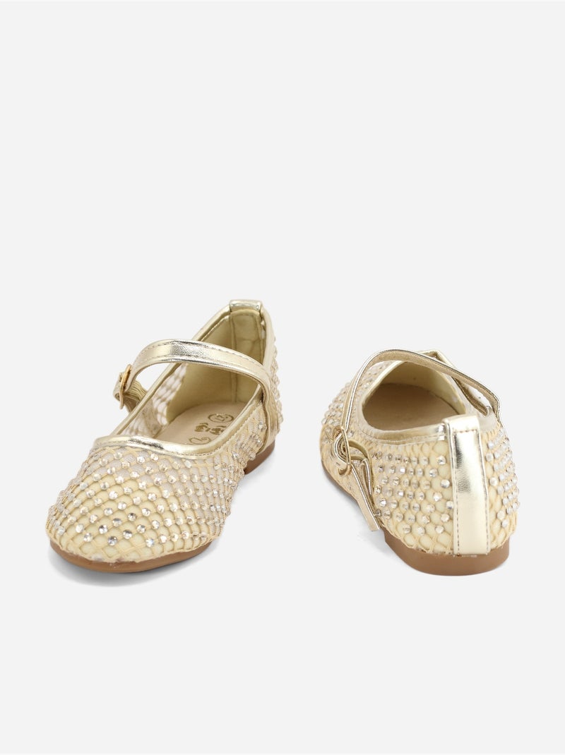 Ballerines à détail strass Beige - Kiabi
