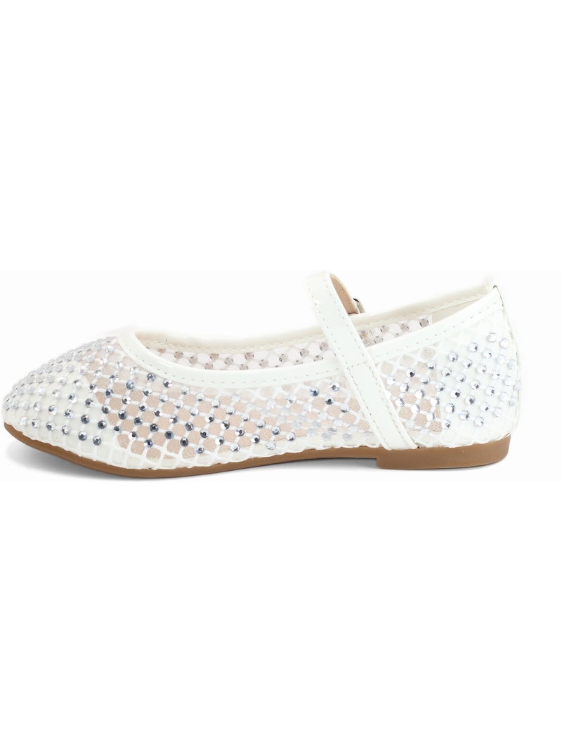 Ballerines à détail strass Blanc - Kiabi