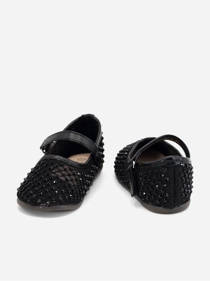 Ballerines à détail strass Noir - Kiabi