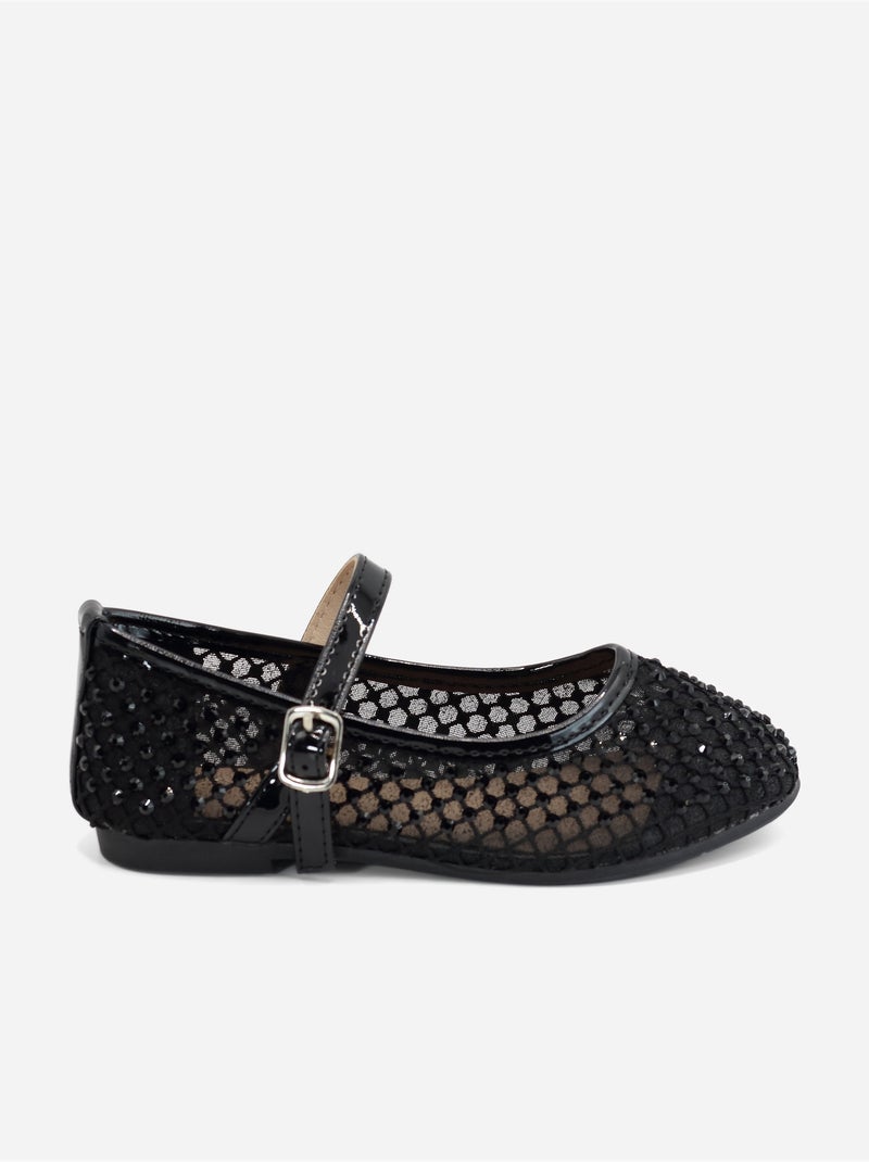 Ballerines à détail strass Noir - Kiabi