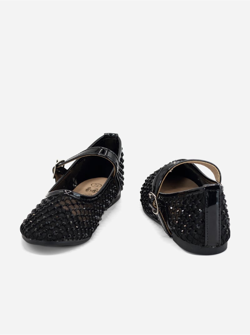 Ballerines à détail strass Noir - Kiabi