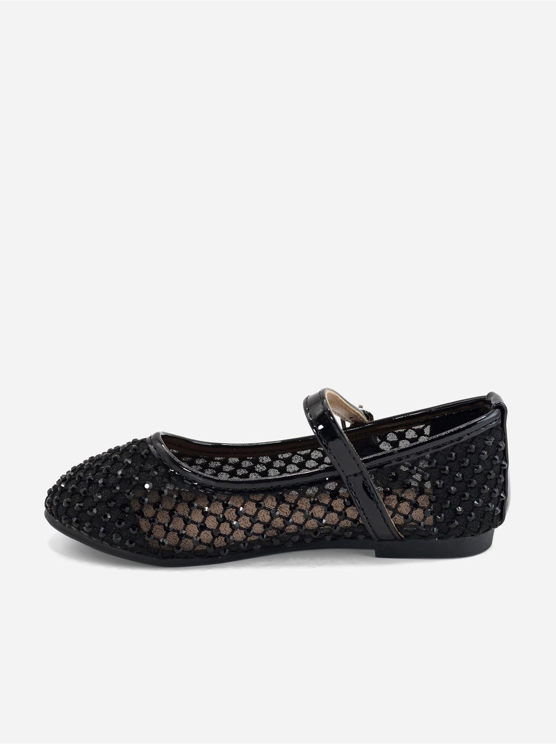 Ballerines à détail strass Noir - Kiabi