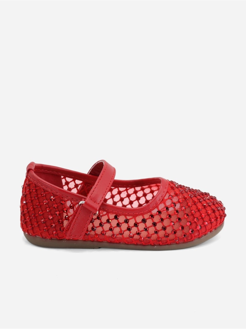 Ballerines à détail strass Rouge - Kiabi