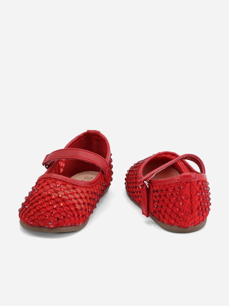 Ballerines à détail strass Rouge - Kiabi