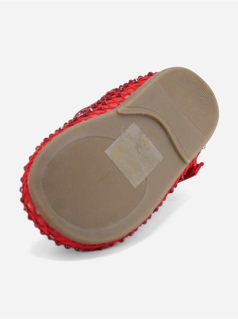 Ballerines à détail strass Rouge - Kiabi