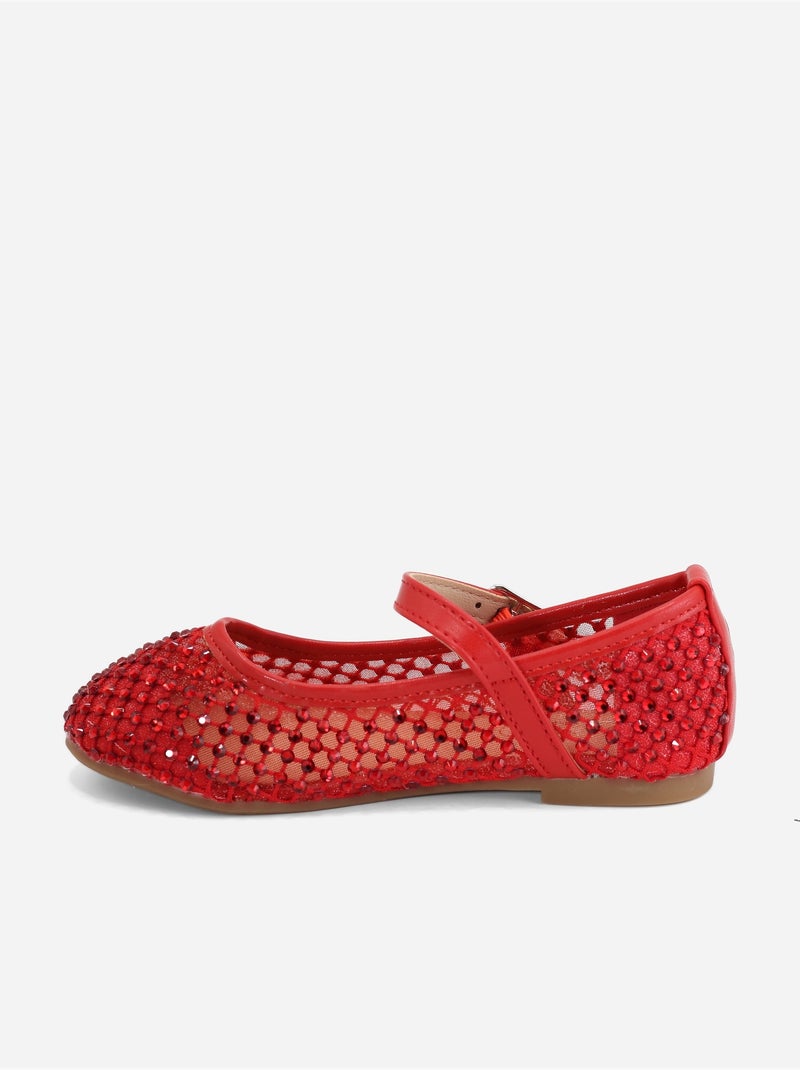 Ballerines à détail strass Rouge - Kiabi