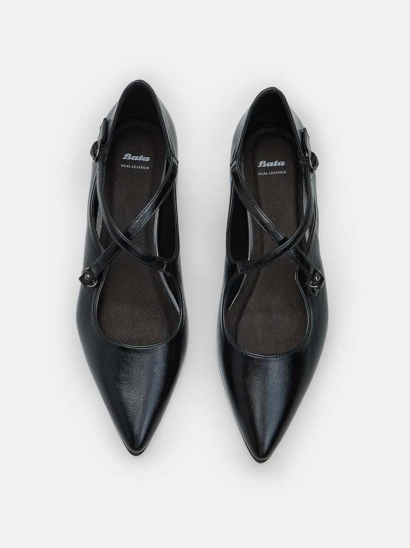 Ballerines à double bande croisée BATA Noir - Kiabi