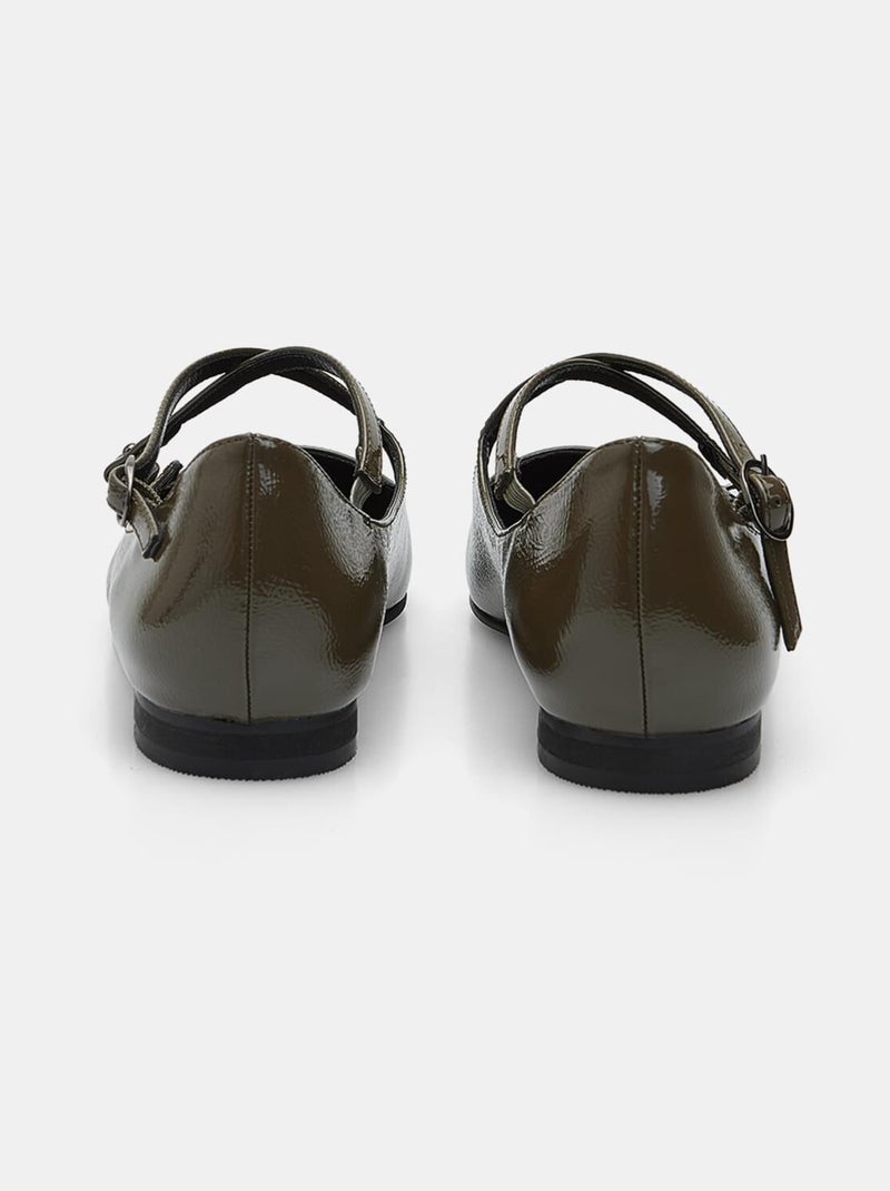 Ballerines à double bande croisée BATA Vert - Kiabi