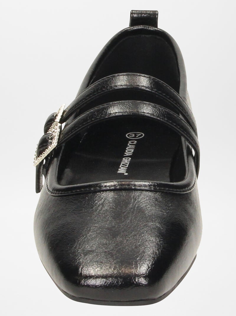 Ballerines à double boucle avec strass Noir - Kiabi