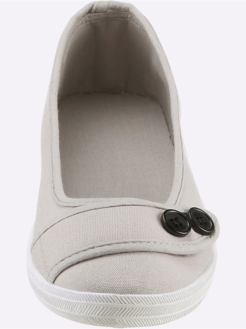 Ballerines à fermeture auto-agrippante avec semelle douce et textile - Taille standard - Witt Gris clair - Kiabi