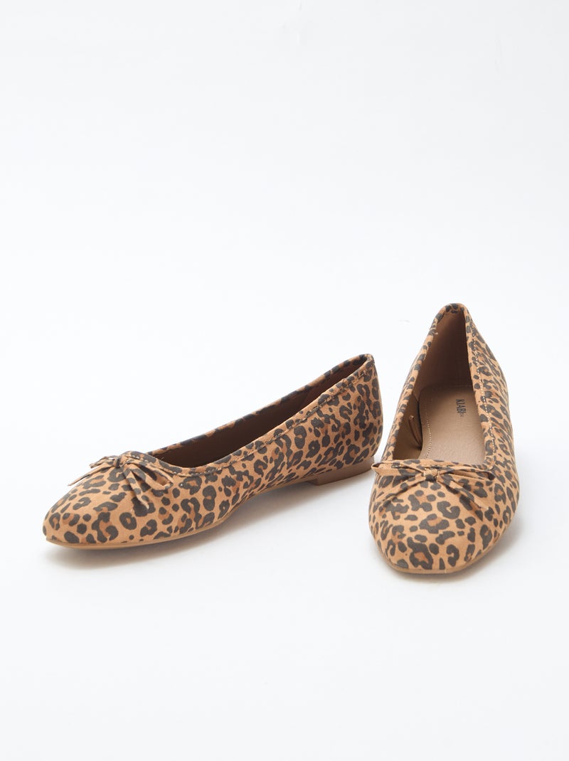 Ballerines à motif léopard en suédine Beige - Kiabi
