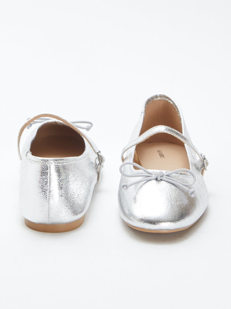 Ballerines à paillettes avec nœud fantaisiste GRIS - Kiabi