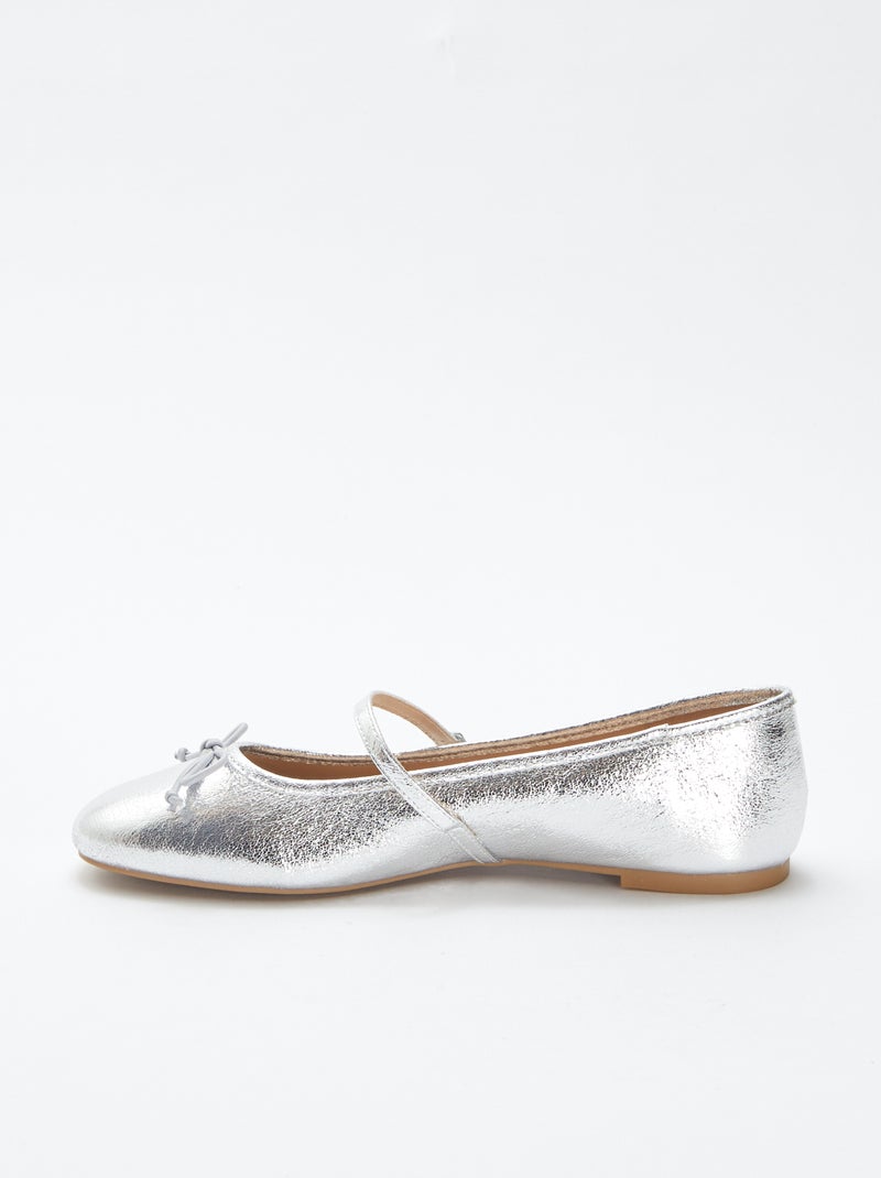 Ballerines à paillettes avec nœud fantaisiste GRIS - Kiabi
