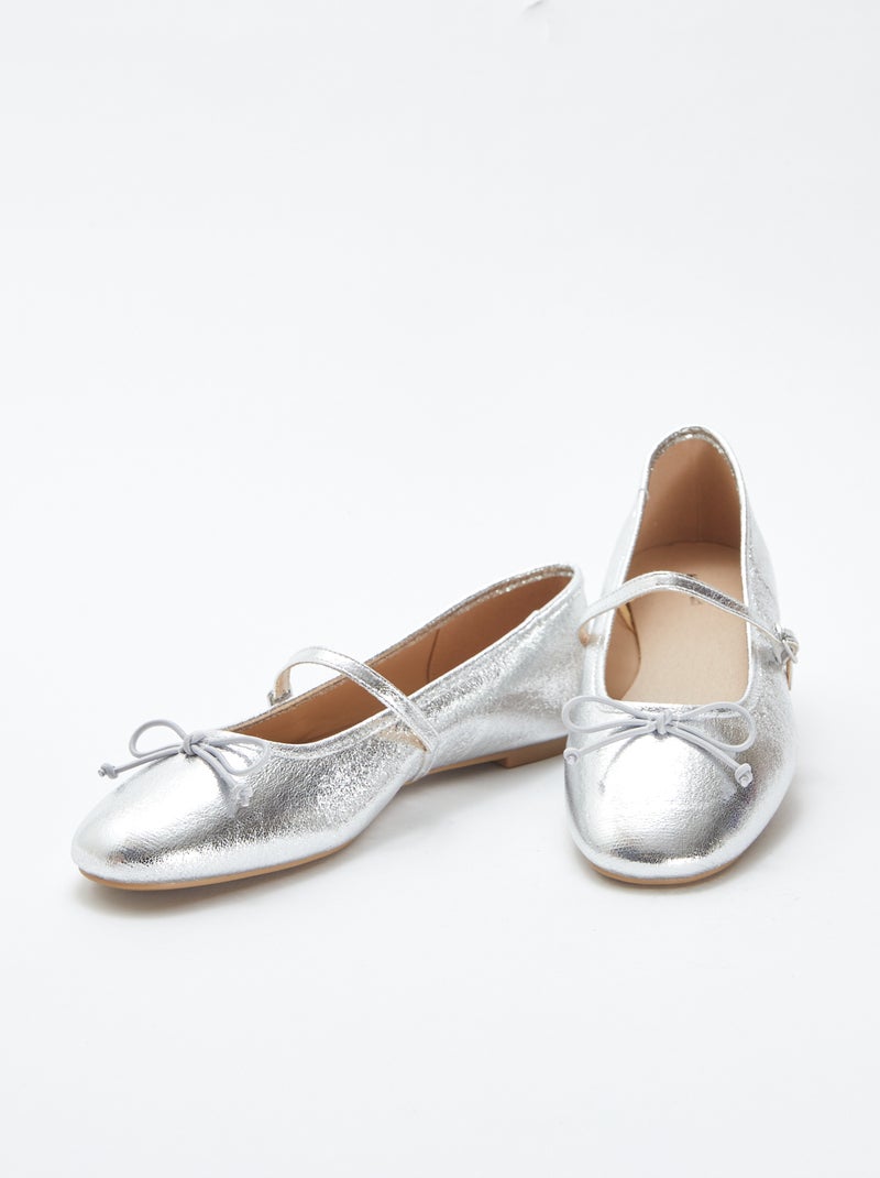 Ballerines à paillettes avec nœud fantaisiste GRIS - Kiabi