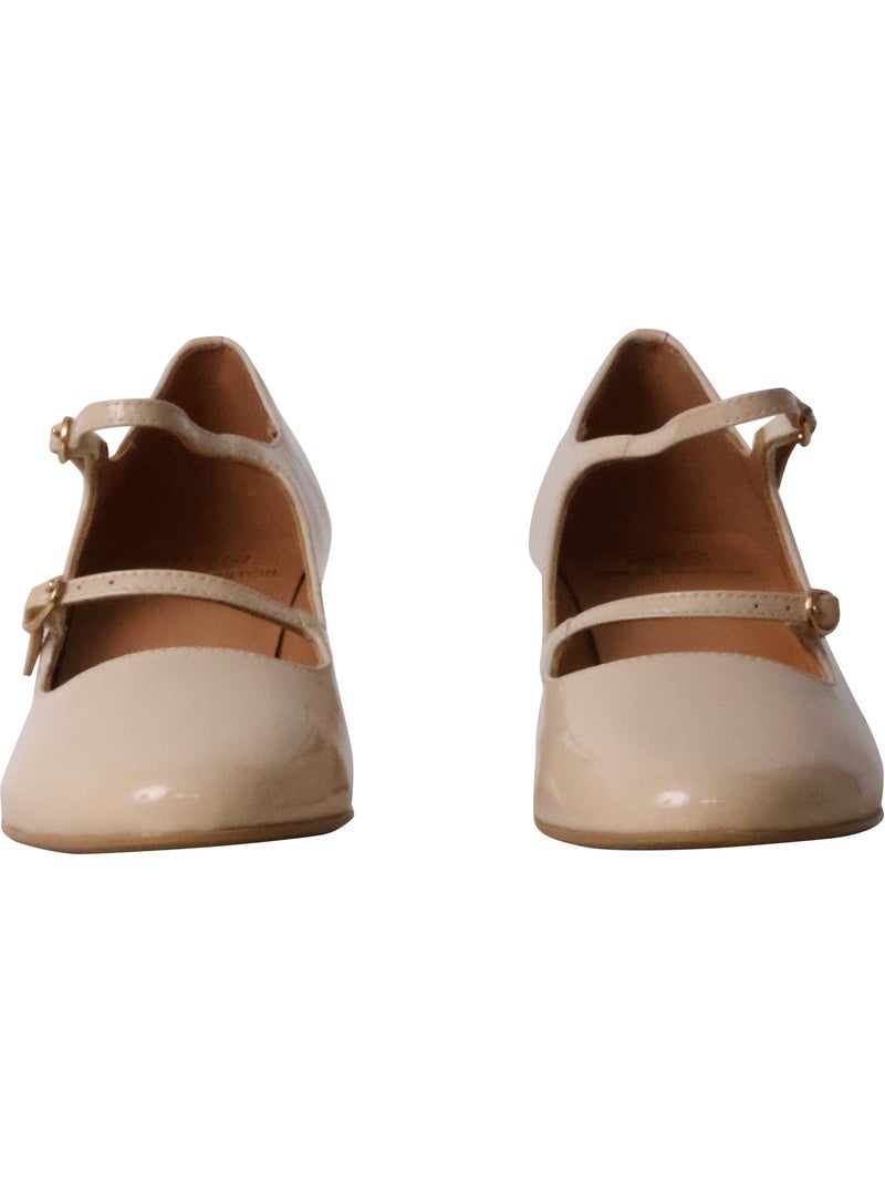 Ballerines à Talon Cuir Emilie Karston Pivoine Beige - Kiabi