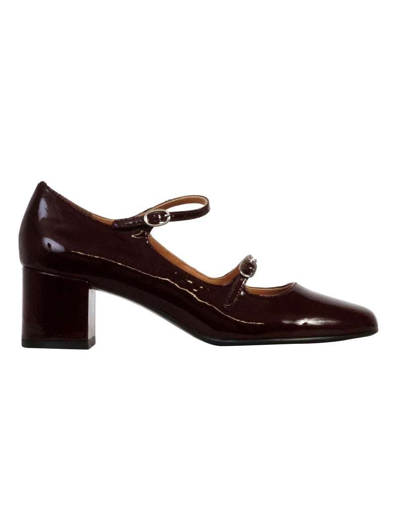 Ballerines à Talon Cuir Emilie Karston Pivoine Bordeaux - Kiabi
