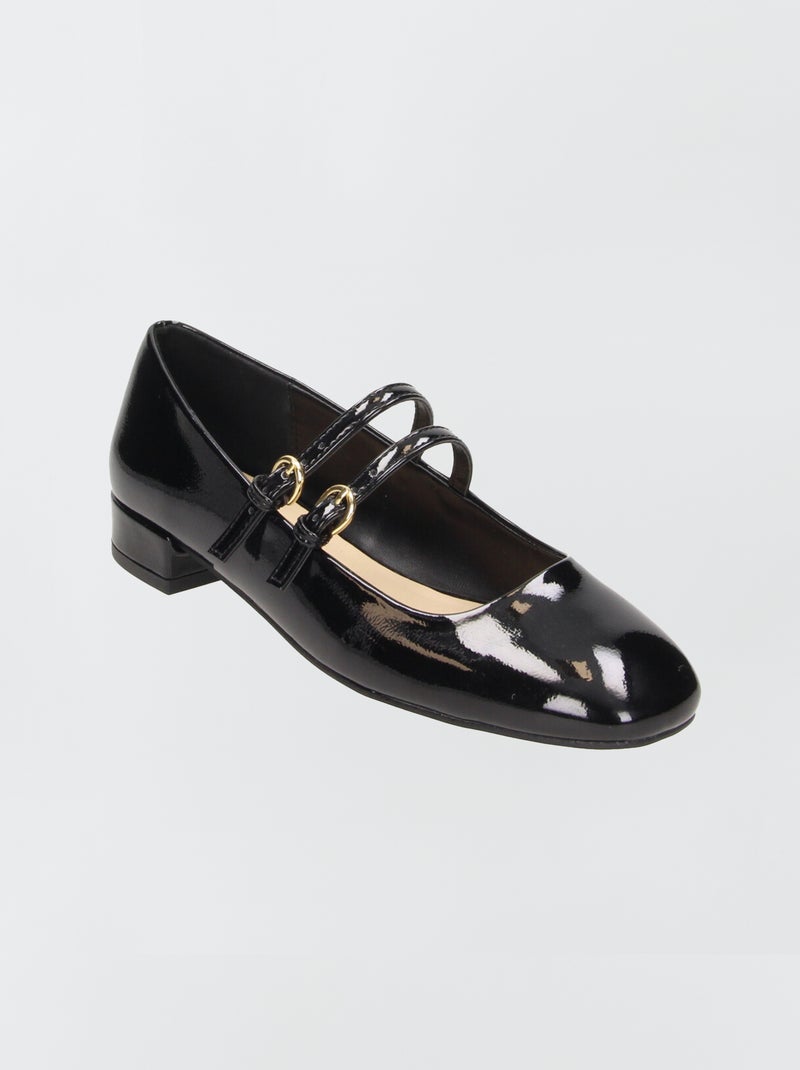 Ballerines à talons en simili vernis Noir - Kiabi