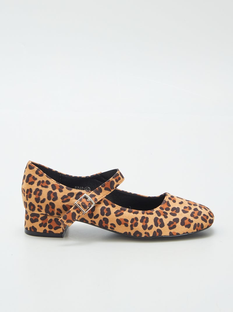 Ballerines à talons motif 'léopard' Beige - Kiabi