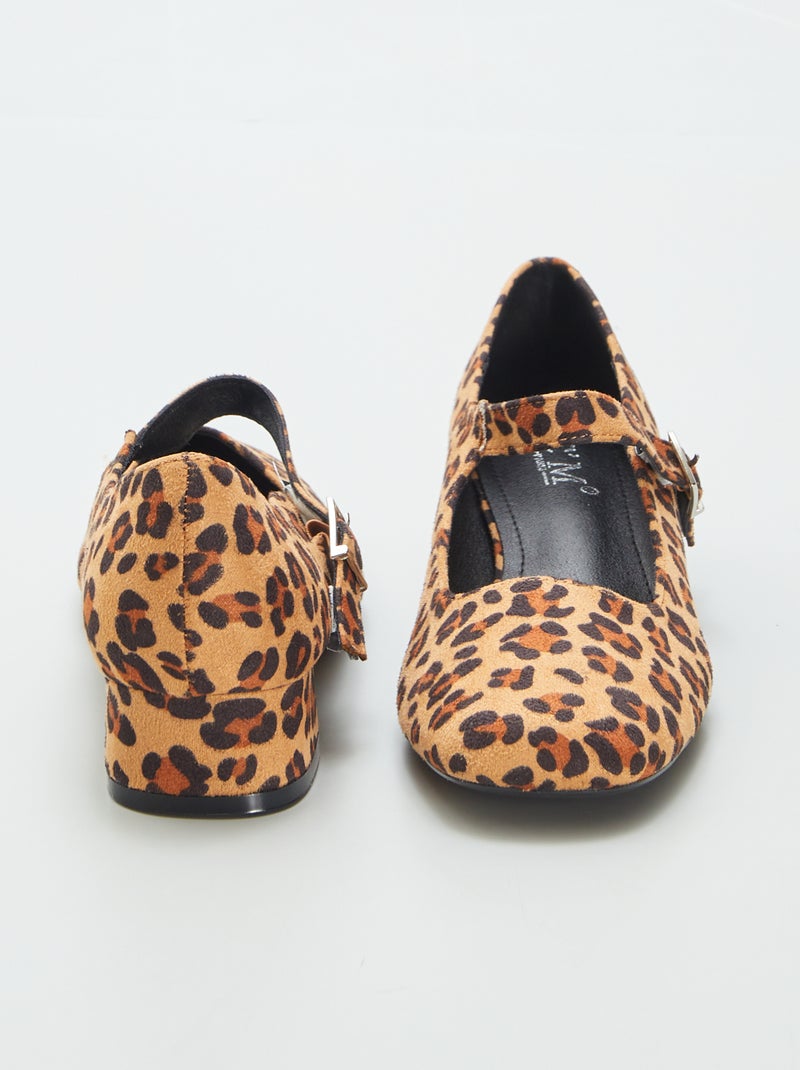 Ballerines à talons motif 'léopard' Beige - Kiabi