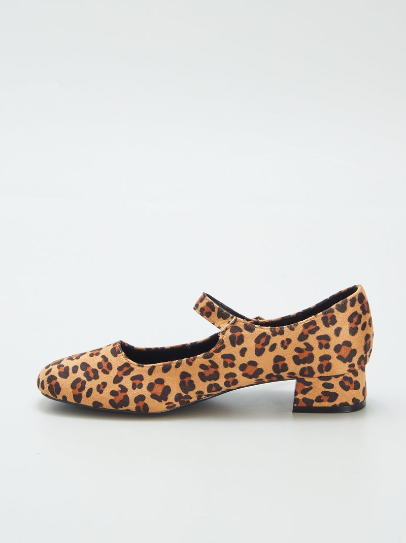 Ballerines à talons motif 'léopard' Beige - Kiabi