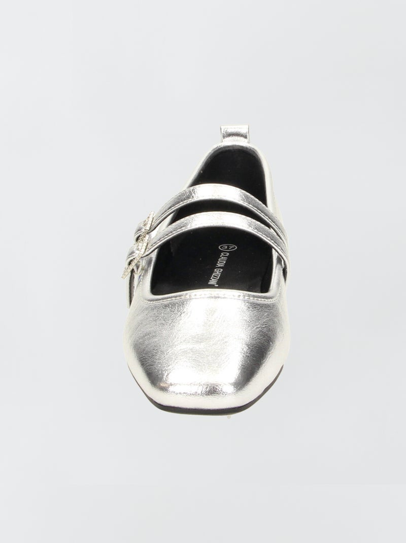 Ballerines argentées avec double bride Argent - Kiabi