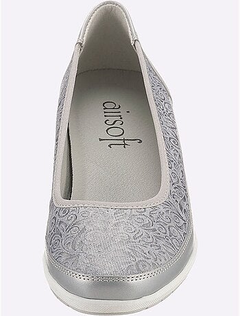 Ballerines avec amortissement en cuir velours et cuir lisse - Taille standard - Witt