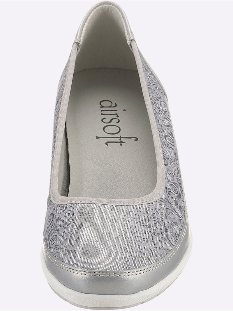 Ballerines avec amortissement en cuir velours et cuir lisse - Taille standard - Witt Argent - Kiabi