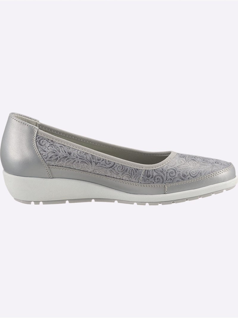 Ballerines avec amortissement en cuir velours et cuir lisse - Taille standard - Witt Argent - Kiabi