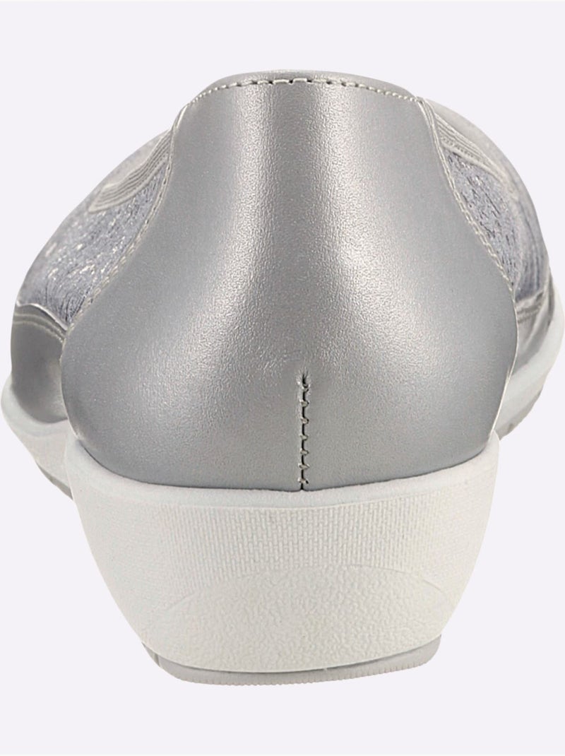 Ballerines avec amortissement en cuir velours et cuir lisse - Taille standard - Witt Argent - Kiabi