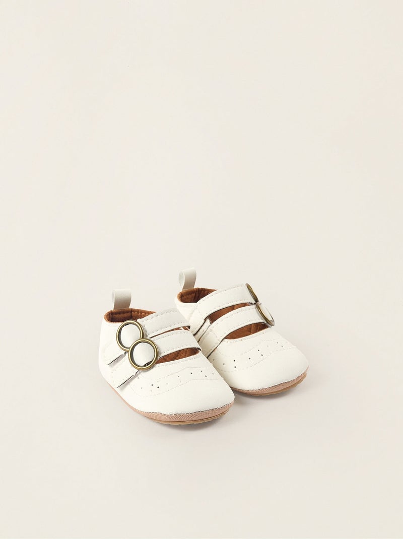 Ballerines avec Boucles à Scratch Blanc - Kiabi