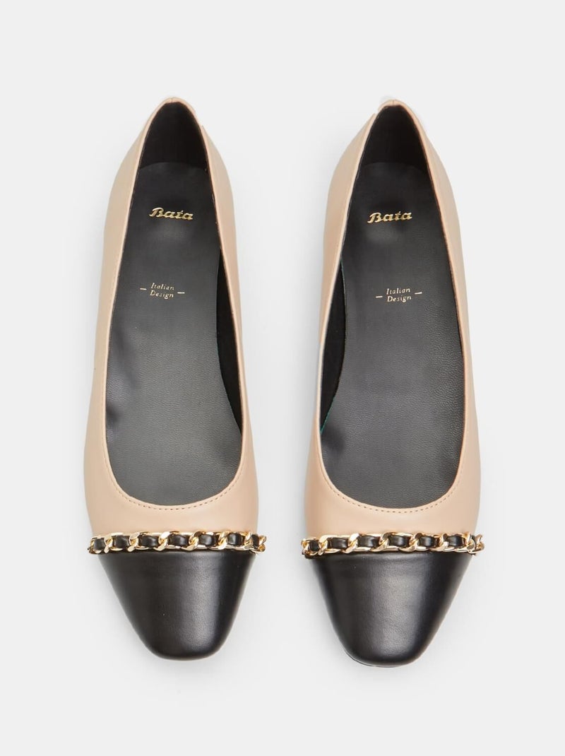 Ballerines avec chaîne BATA Beige - Kiabi