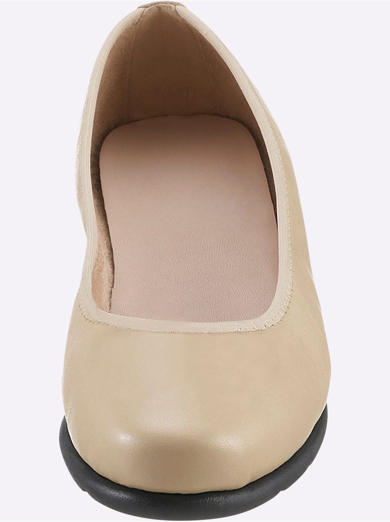 Ballerines avec dessus cuir et semelle souple en caoutchouc - Taille standard - Witt Beige - Kiabi